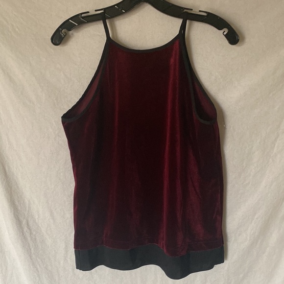 Samantha Dru Velour Camisole in burgundy with black - Picture 2 of 3